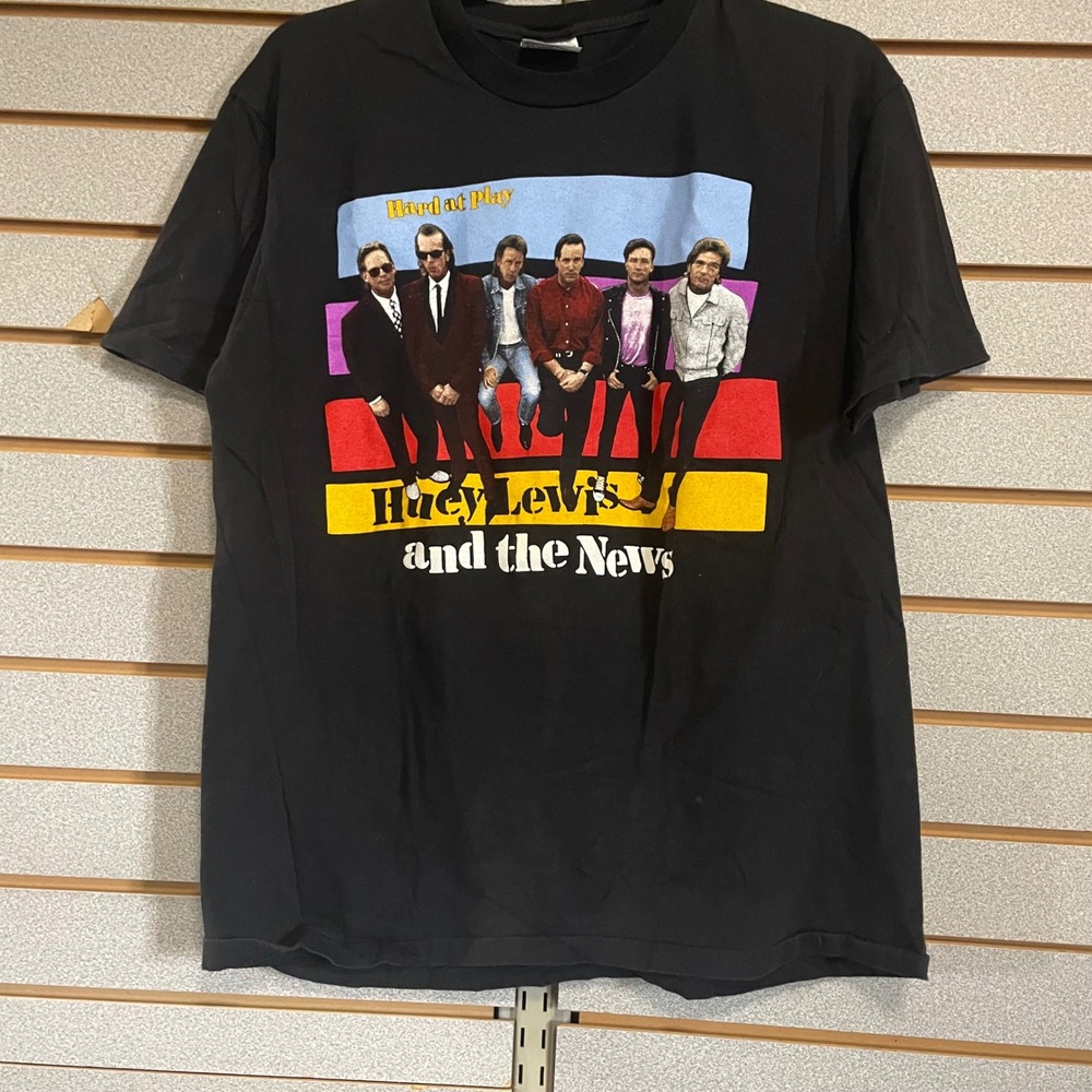 Vintage 1991 Huey Lewis‎ and the News Hard at Play Tour T Shirt Budweiser
